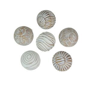 Set of 6 Whitewashed Resin Decorative Art Orb Spheres, 3 Inches in Diameter